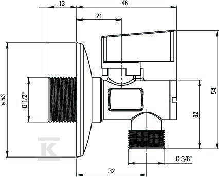 Zawór kątowy kulowy 1/2" - 3/8", chrom - VFA_B62M